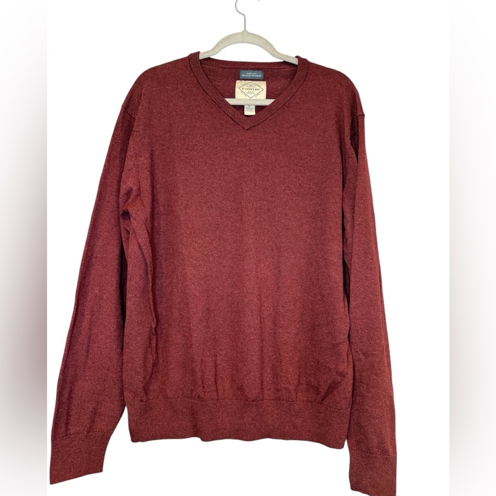 St. John's Bay Men's Deep Red V-Neck Sweater